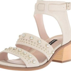 Nine West Women's RICHGAL Suede Heeled Sandal, Off